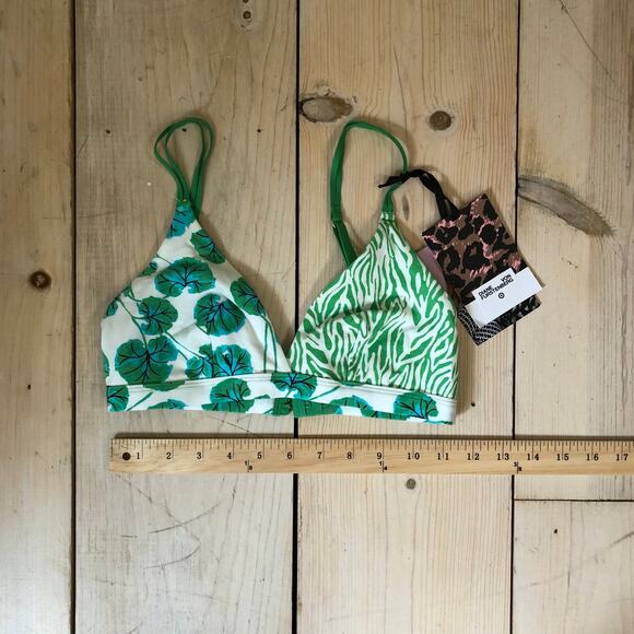 Diane Von Furstenburg NWT Women's Geranium Leaf Green Print Bra Size S - Picture 2 of 7
